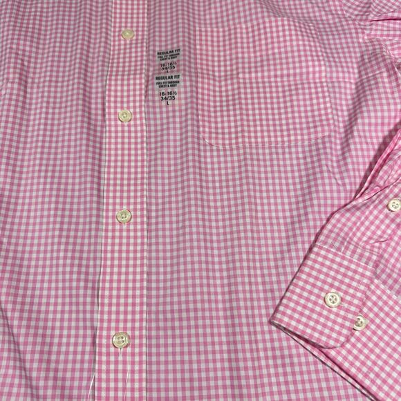 Lauren Ralph Lauren Shirt Mens L 16"-16.5" 34-35 Pink white Checkered Button Up - Picture 2 of 9